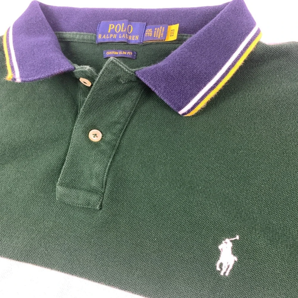 Polo Ralph Lauren S/S Mesh Polo Custom Slim Fit Mens Sz XXL Color Block Navy